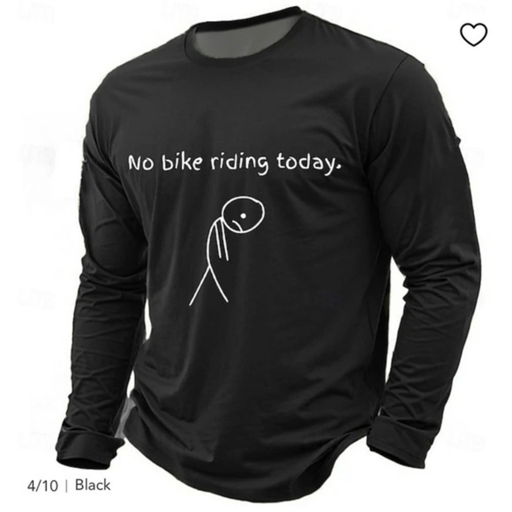 Ouku cycling, humor shirt “No Bike Riding Today” Black Long-Sleeve Men's Shirt